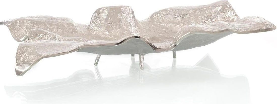 John-Richard Textured Nickel Aluminum Rectangular Bowl 7H 34W 17D (1 of 1)