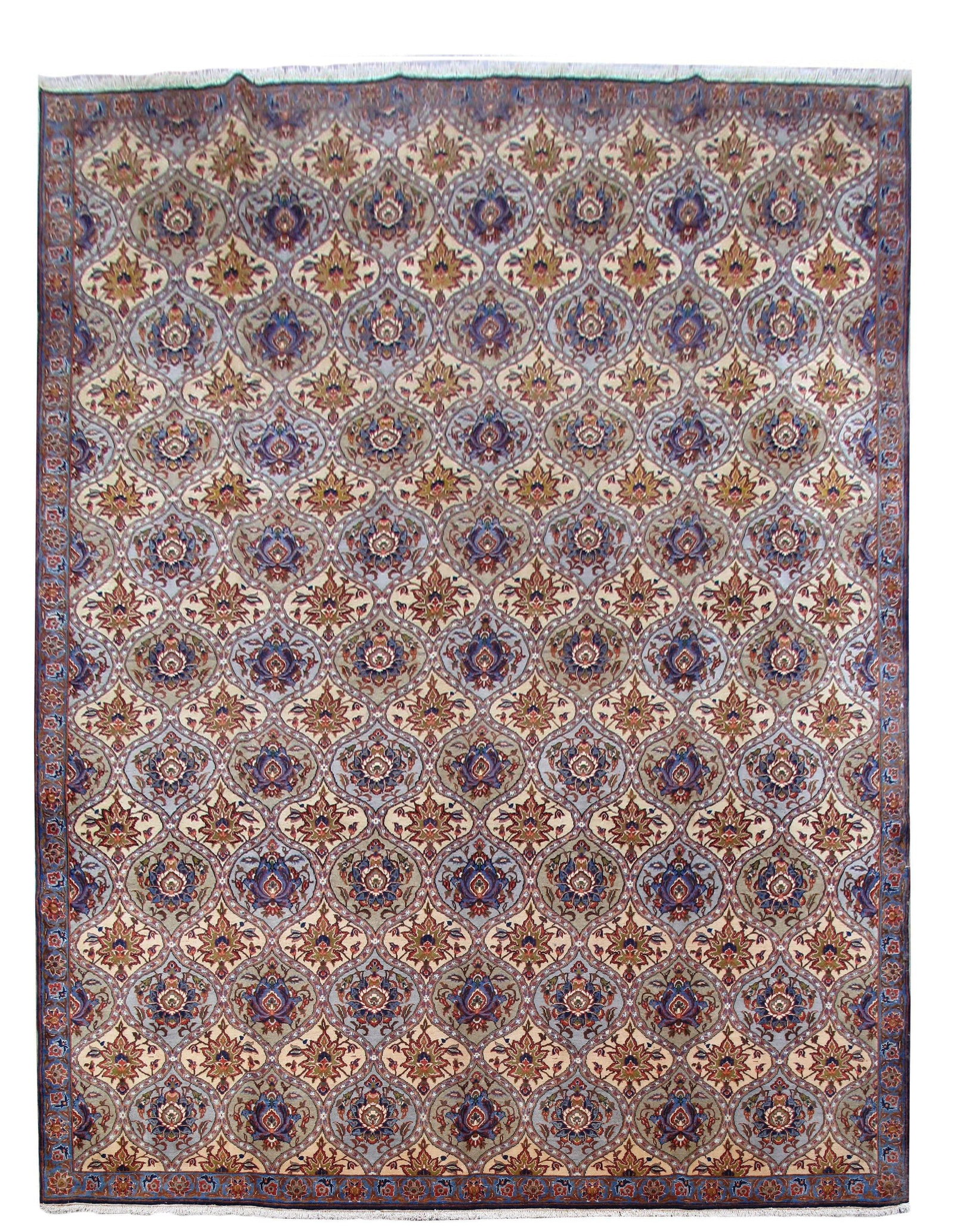 Ivory Persian Isfahan Rug 10.7 x 13.10 Handcrafted Wool: Ivory Persian Isfahan Rug 10.7 x 13.10 Handcrafted Wool Free continental US Shipping Introducing a magnificent handcrafted Persian rug, measuring 10' 7" x 13' 10". This Ivory Persian Isfahan Tradition