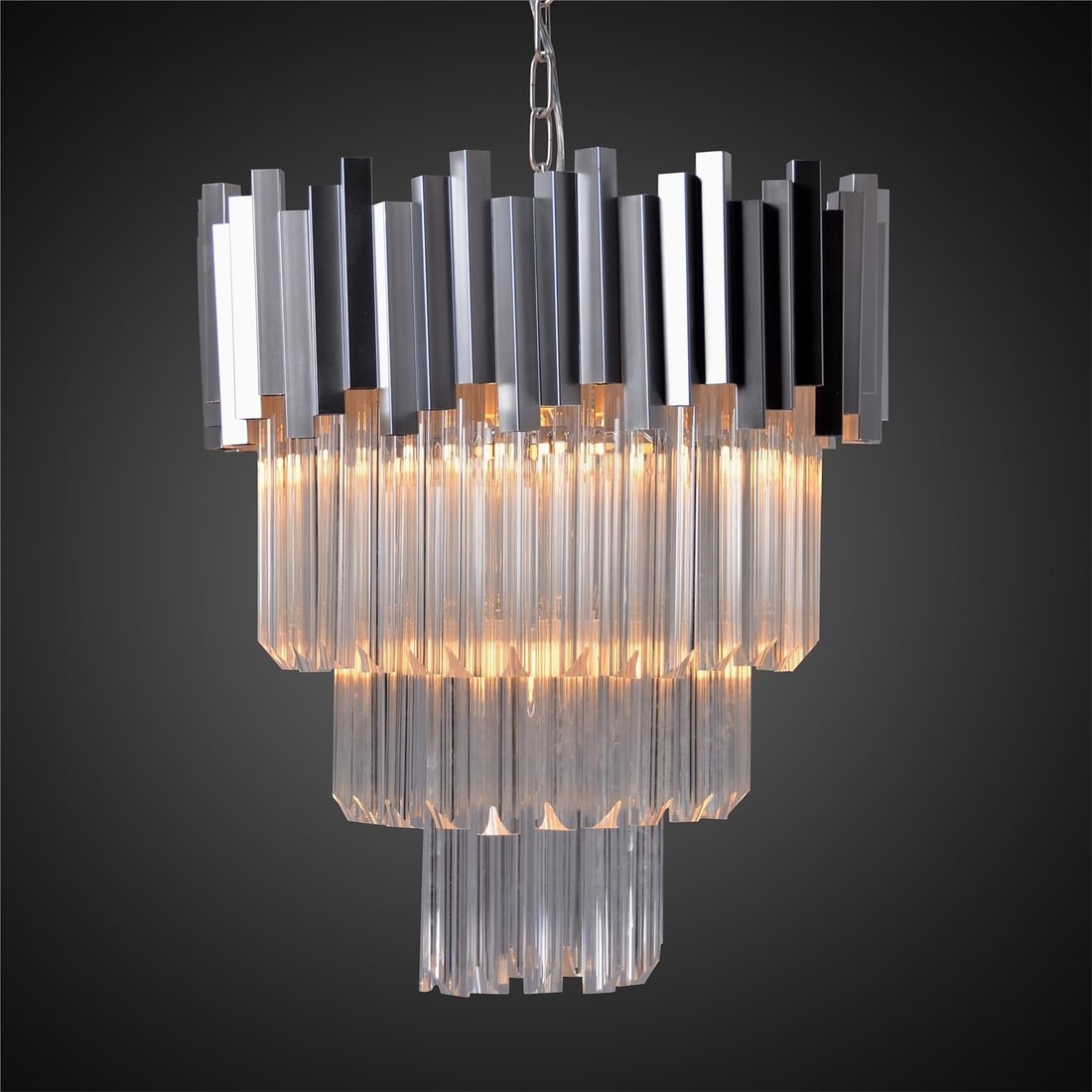 Zentique Regency Style 4-Tier Bowl Chandelier in Polished Nickel: Zentique Regency Style 4-Tier Bowl Chandelier in Polished Nickel Illuminate your space with this exquisite Traditional Crystal Chandelier, showcasing a stunning 4-tier design that embodies timeless el