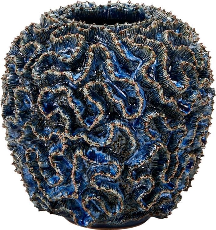 Handmade Ocean Blue Coral Vase 8.5 Inches (1 of 2)