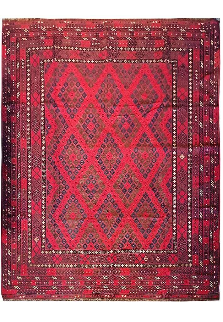 Vibrant 10' x 11' Afghan Kilim Rug for Elegant Home Decor: Vibrant 10' x 11' Afghan Kilim Rug for Elegant Home Decor Free continental US Shipping Enhance your living space with this 10' x 11' squarish size Kilim Afghan rug, expertly crafted for durability and