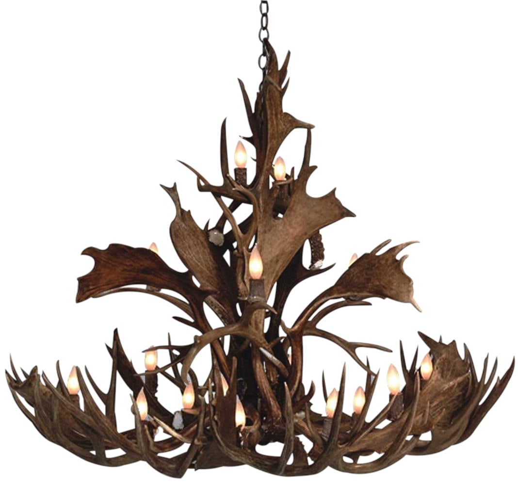 Customizable 16-Light Rustic Antler Chandelier: Customizable 16-Light Rustic Antler Chandelier Illuminate your space with this stunning East Texas Antler Chandelier, featuring a rustic style that incorporates genuine mule fallow antlers. This uniqu