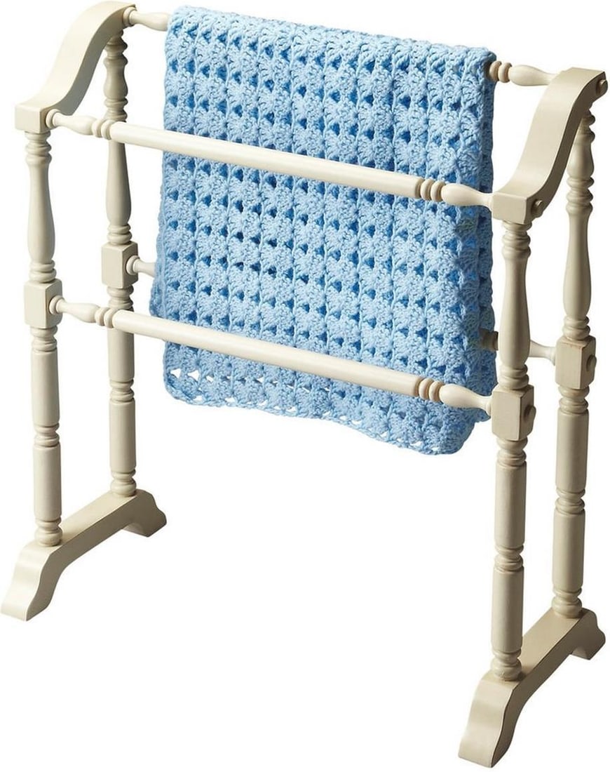 Butler Cottage White Quilt Display Stand 33H 28W 12.5D: Butler Cottage White Quilt Display Stand 33H 28W 12.5D Showcase your quilts in style with this Traditional Quilt Display Stand from Butler. Crafted from durable poplar wood and finished in a charming 