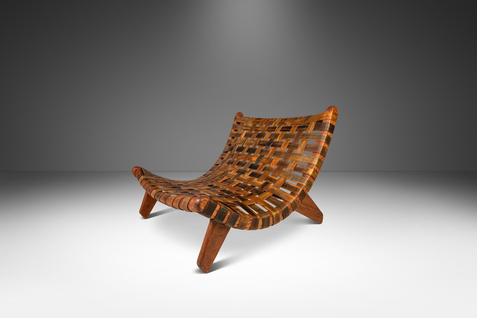Rare 1950s Scoop Lounge Chair in Solid Douglas Fir and Leather after Jose Zanine Caldas (1 of 10)