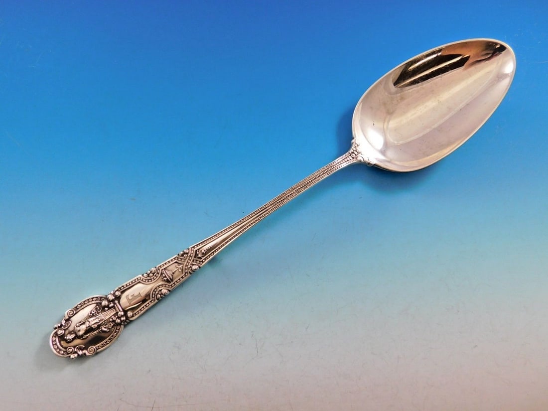 Rare Tiffany & Co Renaissance Sterling Silver Stuffing Spoon 11": Rare Tiffany & Co Renaissance Sterling Silver Stuffing Spoon 11" This exquisite 11" stuffing spoon from Tiffany & Co. belongs to the rare Renaissance pattern, designed by Paulding Farnham. Crafted fro