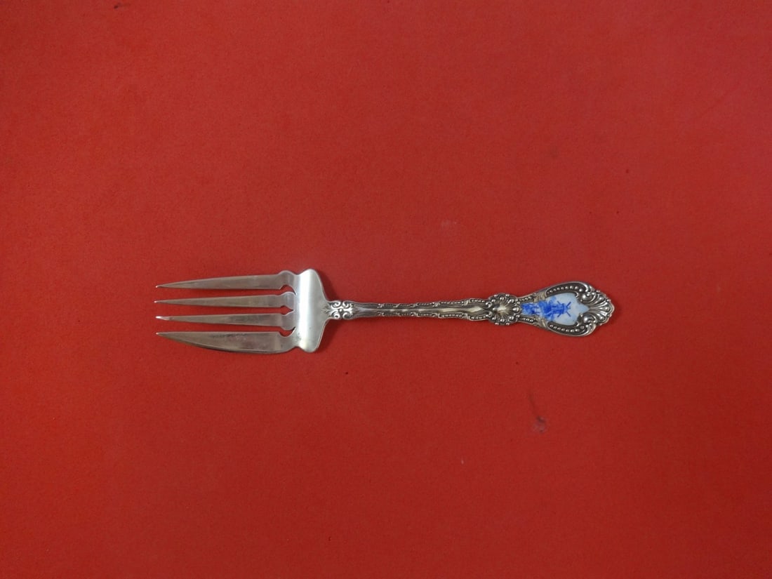 Alvin Sterling Silver Cold Meat Fork Orient Pattern Windmill Enamel 7 1/4" (1 of 1)