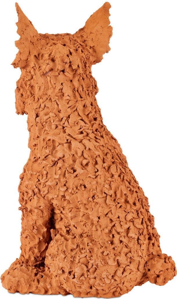 Currey Oscar Terracotta Scottish Terrier Sculpture 23.5H: Currey Oscar Terracotta Scottish Terrier Sculpture 23.5H Introducing the Charming Oscar Terracotta Sculpture, a delightful representation of the Scottish Terrier. This exquisite piece is crafted from 