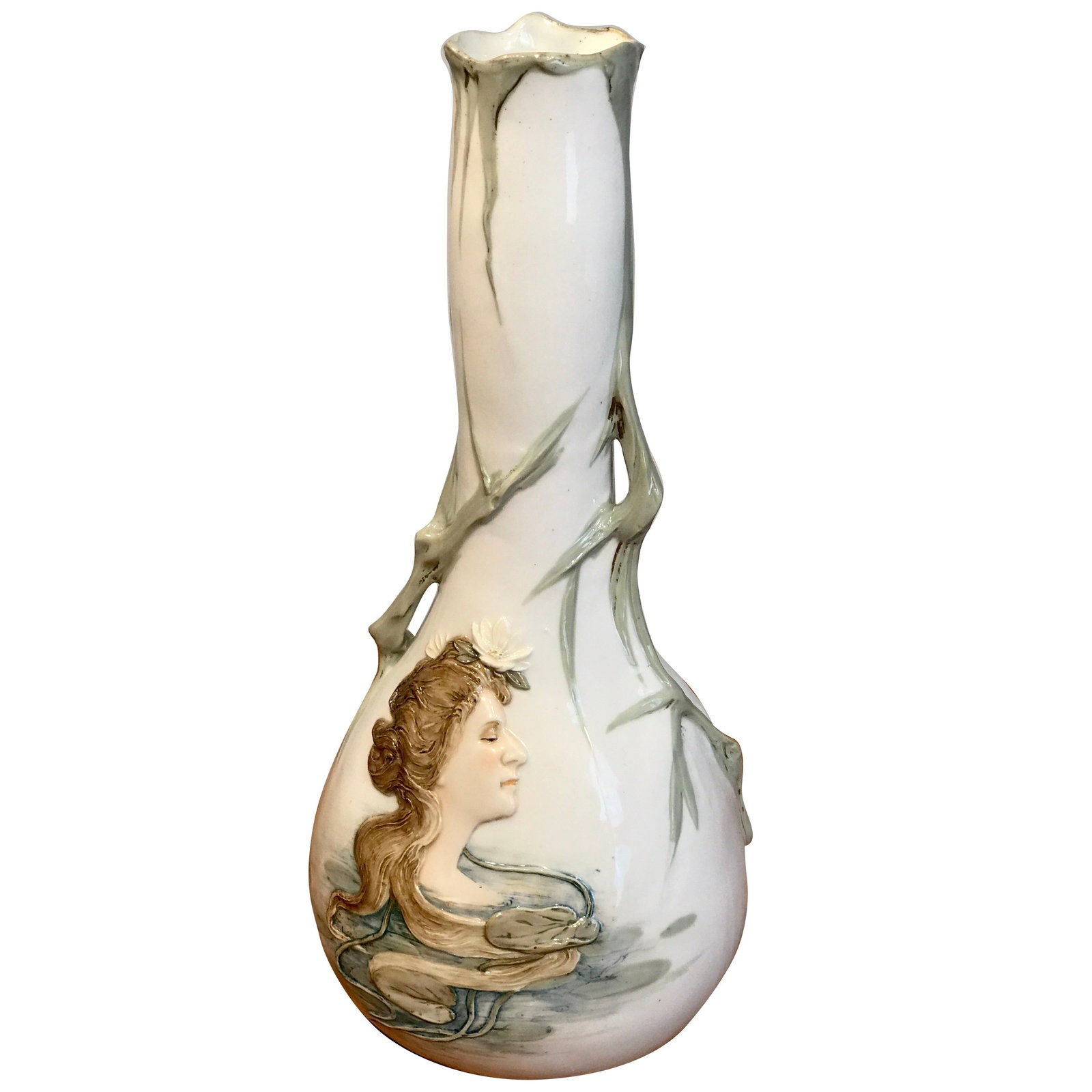 Art Nouveau Teplitz Portrait Vase 14in Porcelain Austria 1900: Art Nouveau Teplitz Portrait Vase 14in Porcelain Austria 1900 Experience the elegance of this Art Nouveau portrait vase, beautifully attributed to Teplitz. This stunning piece features a captivating t