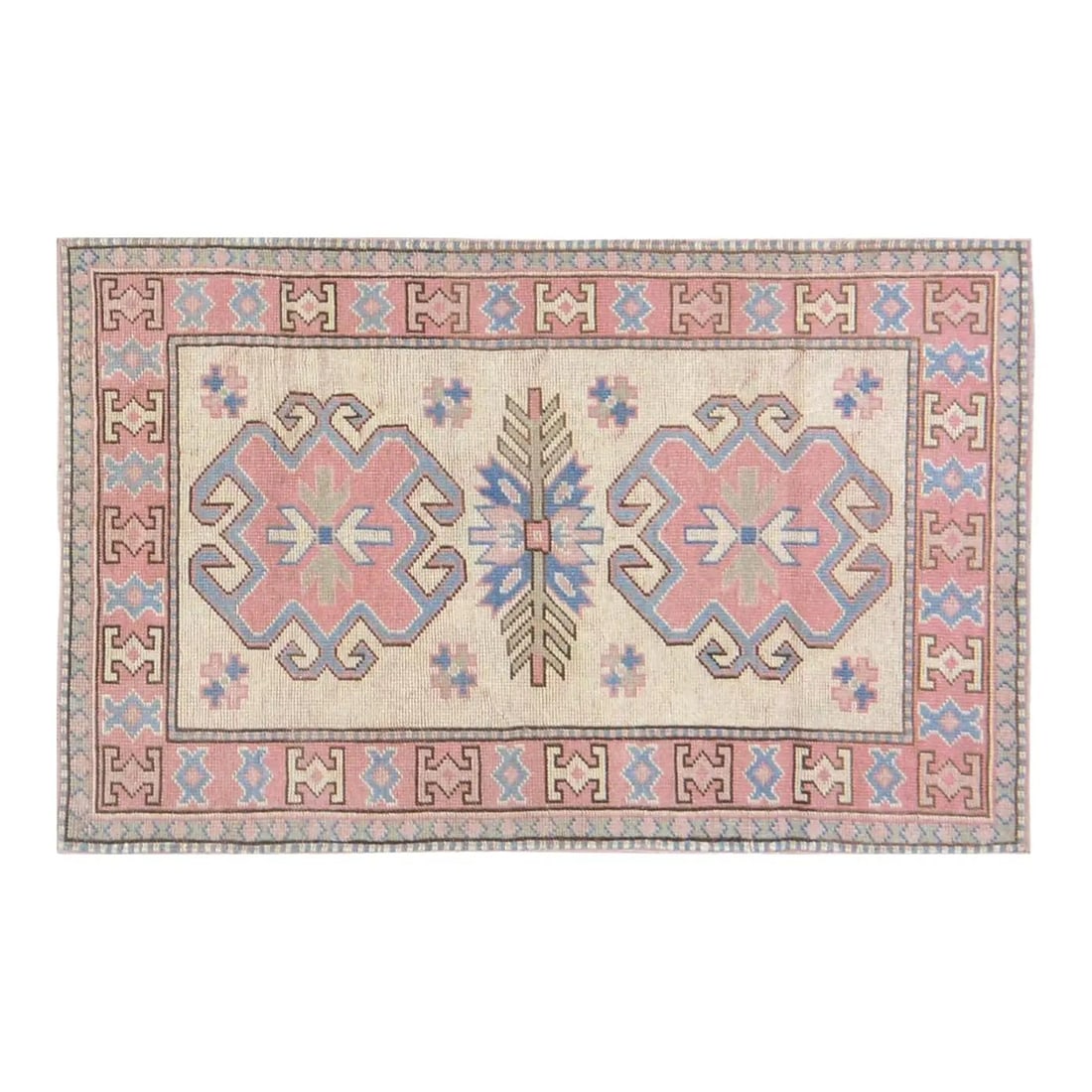 Wool Area Rug Hand Knotted Anatolian Turkish 3'x4'7" Vintage: Wool Area Rug Hand Knotted Anatolian Turkish 3'x4'7" Vintage This vintage Turkish Anatolian wool rug is hand-knotted using traditional rug-making techniques, showcasing timeless craftsmanship with a m