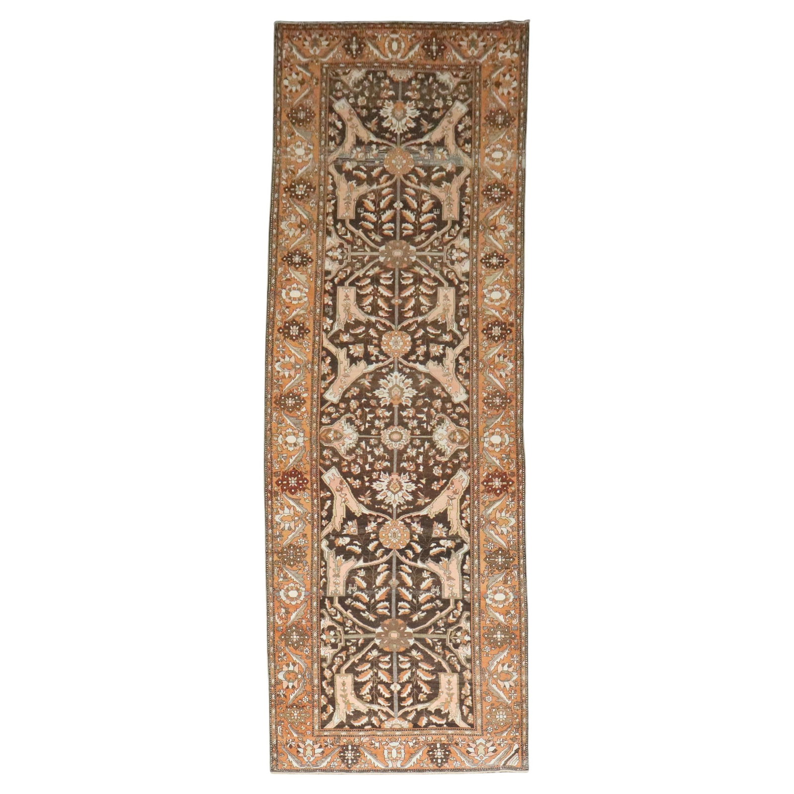 Early 20th Century Bakhtiari Serapi Wool Corridor Rug 5'2 x 15'6: Early 20th Century Bakhtiari Serapi Wool Corridor Rug 5'2 x 15'6 This early 20th-century Persian Bakhtiari corridor-size rug features a geometric design in the Serapi style. Expertly hand-knotted from