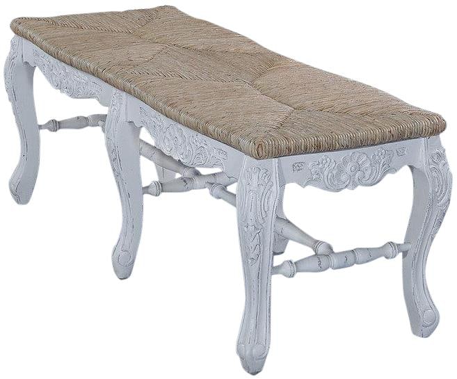 Charming White Backless Window Seat French Country Style: Charming White Backless Window Seat French Country Style Add a touch of elegance to your home with this timeless antique-style white window seat. Crafted from solid wood with a rush seat, this charmin