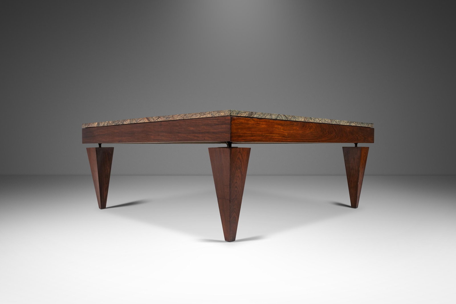 Custom-Made Mid-Century Coffee Table with Granite Top in the Style of Gio Ponti: Custom-Made Mid-Century Coffee Table with Granite Top in the Style of Gio Ponti This custom-made coffee table, inspired by the designs of Gio Ponti, embodies the essence of Mid-Century Post Modern sty