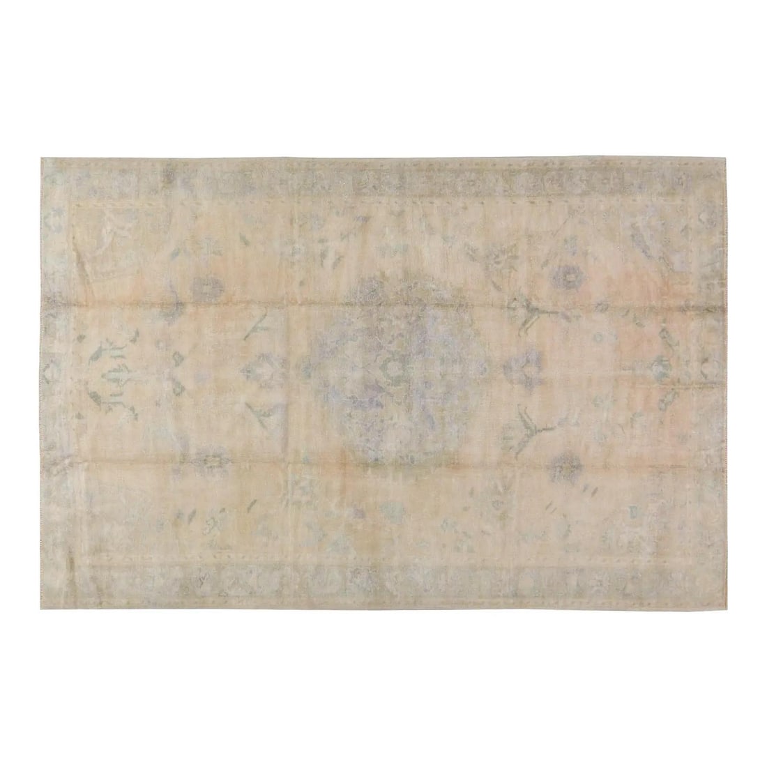 Hand-Knotted Wool Turkish Oushak Area Rug 5'5" x 8'4" Slate Gray: Hand-Knotted Wool Turkish Oushak Area Rug 5'5" x 8'4" Slate Gray This vintage Turkish Oushak rug is hand-knotted from wool using traditional techniques, offering a blend of classic artistry and modern