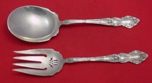 Wallace Meadow Rose Sterling Silver Salad Serving Fork 8 3/4 in (1 of 2)