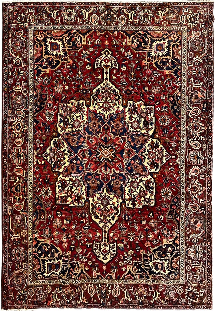 11' x 13' Rare Antique Persian Heriz Rug Hand-Knotted Red: 11' x 13' Rare Antique Persian Heriz Rug Hand-Knotted Red Free continental US Shipping Introducing an exceptional 11' x 13' Rare Old Persian Thick Squarish Heriz Rug, a unique piece steeped in history