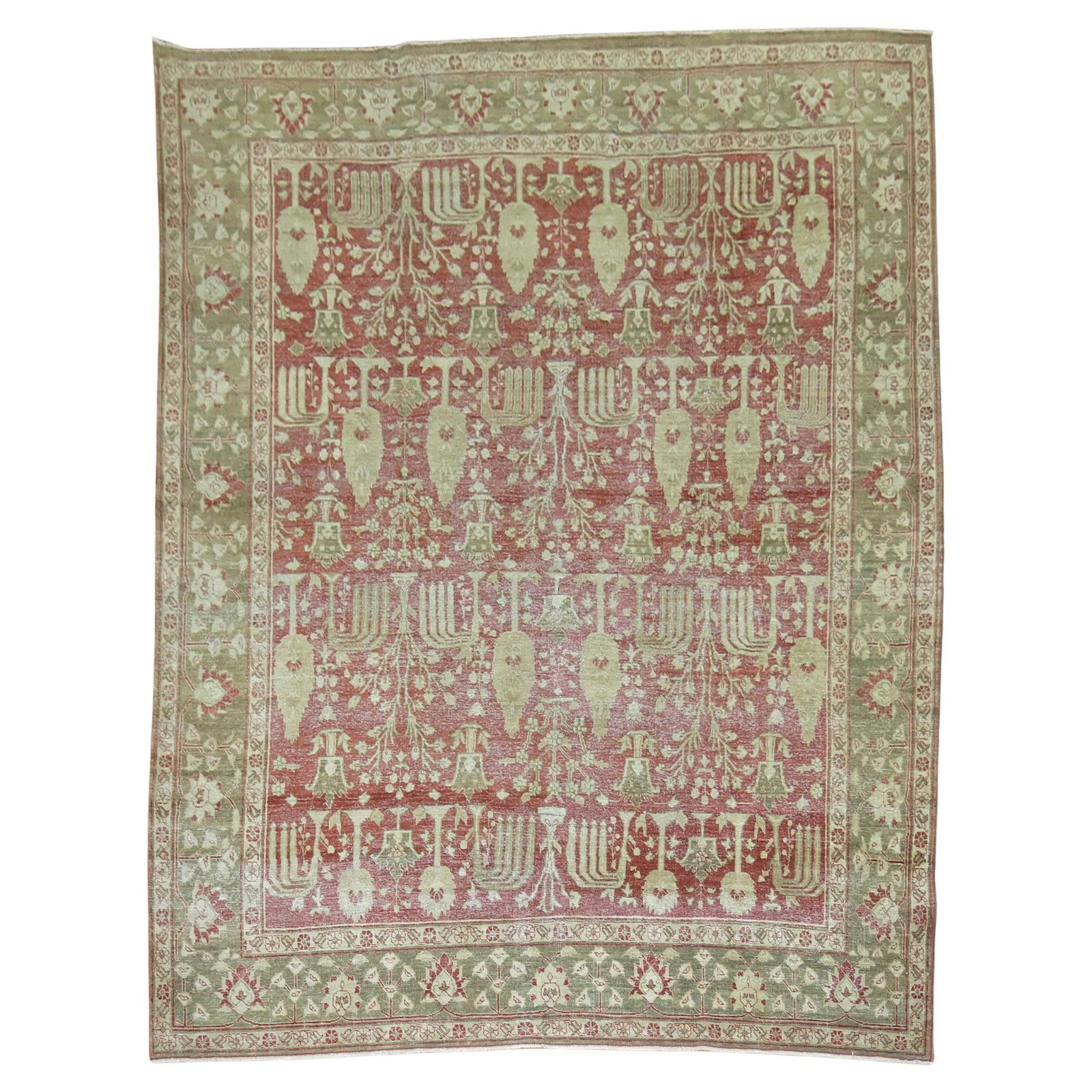 Antique Persian Tabriz Rug Zabihi Collection Tree Motif 87 x 119 in: Antique Persian Tabriz Rug Zabihi Collection Tree Motif 87 x 119 in This exquisite antique Persian Tabriz rug showcases a captivating all-over willow tree motif, beautifully worn to reveal its rich hi
