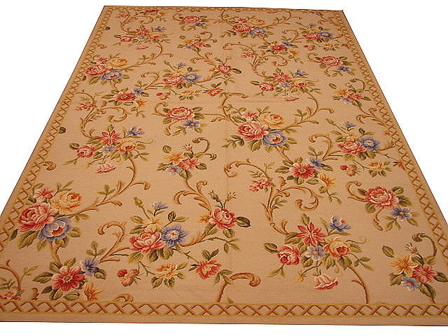 6' x 9' Beige Hand-Knotted Needlepoint Area Rug from China: 6' x 9' Beige Hand-Knotted Needlepoint Area Rug from China Free continental US Shipping Elevate your living space with this exquisite 6' x 9' Beige Needlepoint Rug, a timeless piece that seamlessly