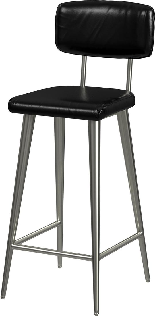 Butler Black Licorice Industrial Saddle Stool 39H: Butler Black Licorice Industrial Saddle Stool 39H This Black Leather Industrial Style Saddle Stool combines functionality with a chic industrial aesthetic. Standing at a height of 39 inches, it featur