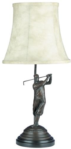 White Ebony Golfer Swing Sculpture Table Lamp: White Ebony Golfer Swing Sculpture Table Lamp This item is made at time of order. Please allow 42 to 70 days for production. Illuminate your space with this distinctive Golfer Swing Sculpture Table La