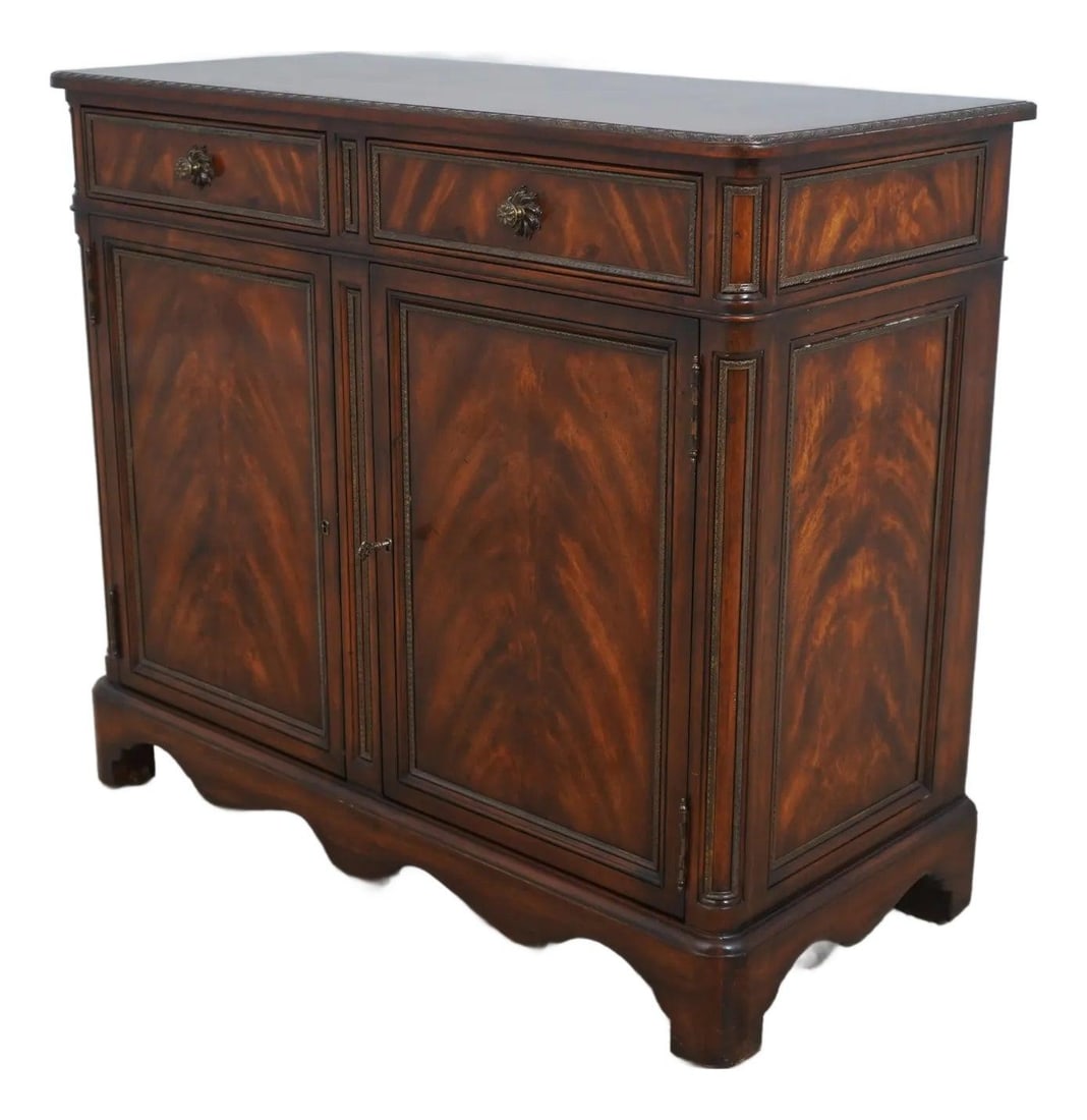 Theodore Alexander French Louis XV Mahogany Sideboard with Bronze Finish: Theodore Alexander French Louis XV Mahogany Sideboard with Bronze Finish This exquisite French Louis XV sideboard server showcases high-quality mahogany construction, embodying elegance and functional