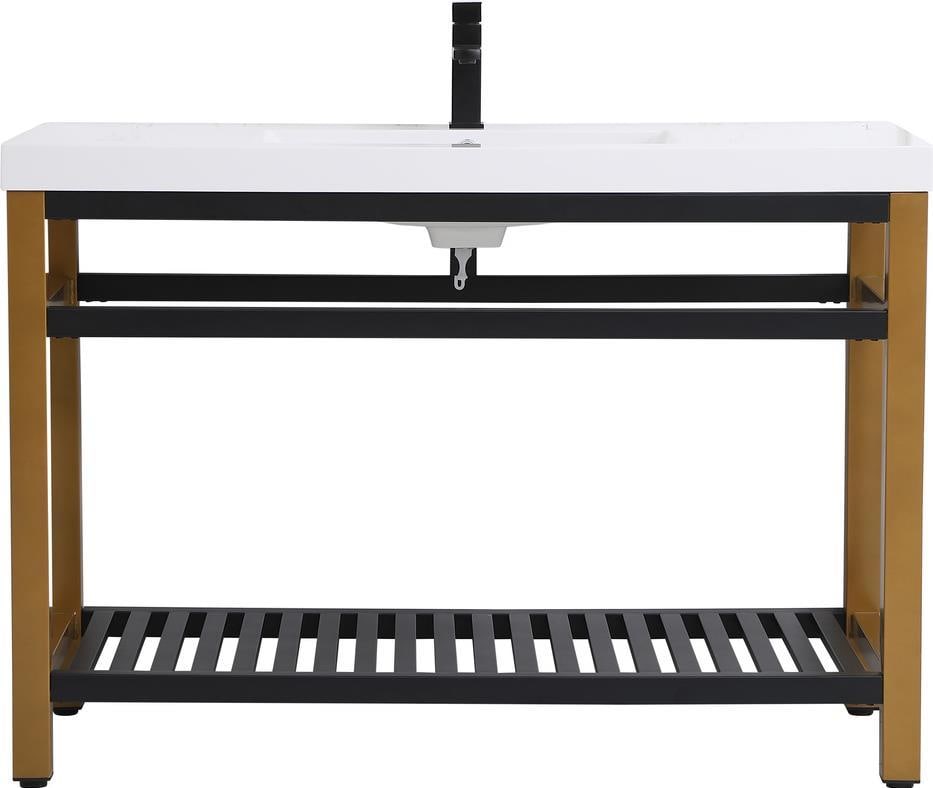 Elegant Lighting 48 Inch Bathroom Vanity Golden Black Iron Frame: Elegant Lighting 48 Inch Bathroom Vanity Golden Black Iron Frame This Elegant 48" Bathroom Vanity features a stylish golden black finish and a sturdy iron frame, making it a perfect addition to any mo