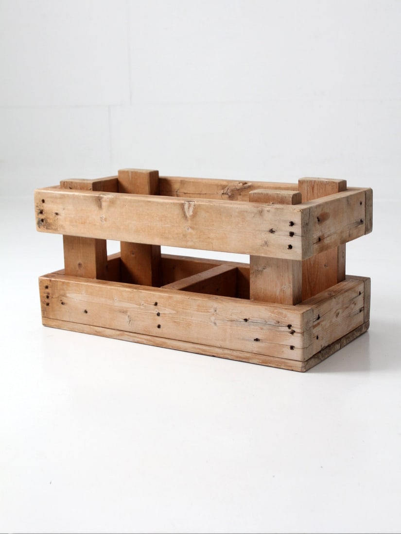 Divided Interior Wooden Storage Crate Industrial Vintage Utility Box (1 of 12)