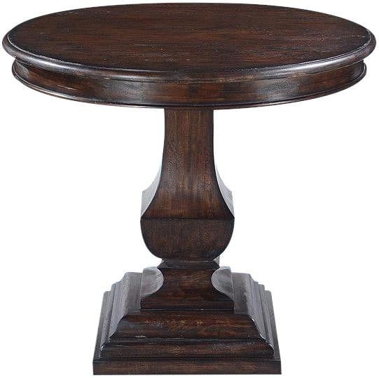 Dark Rustic Pecan Solid Wood Pastry Table with Pedestal Base: Dark Rustic Pecan Solid Wood Pastry Table with Pedestal Base This Dark Rustic Pecan Pastry Table is a stunning addition to any kitchen or dining area. Crafted from solid wood, it features a rich, dark