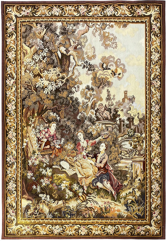 Handmade Wool 5 x 7 French 17th Century Tapestry Rug: Handmade Wool 5 x 7 French 17th Century Tapestry Rug Free continental US Shipping This exquisite 5 x 7 tapestry is a fine handmade wool piece designed in the French 17th century style. It features int