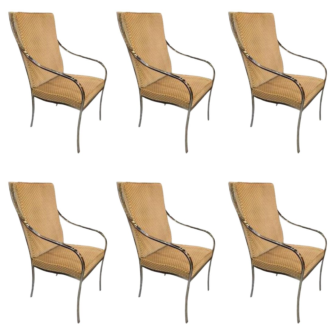 Set of 6 1970s Polished Chrome Armchair Frames in Milo Baughman Style: Set of 6 1970s Polished Chrome Armchair Frames in Milo Baughman Style This set of six polished chrome armchair frames, inspired by the style of Milo Baughman, showcases the elegance of mid-century mod