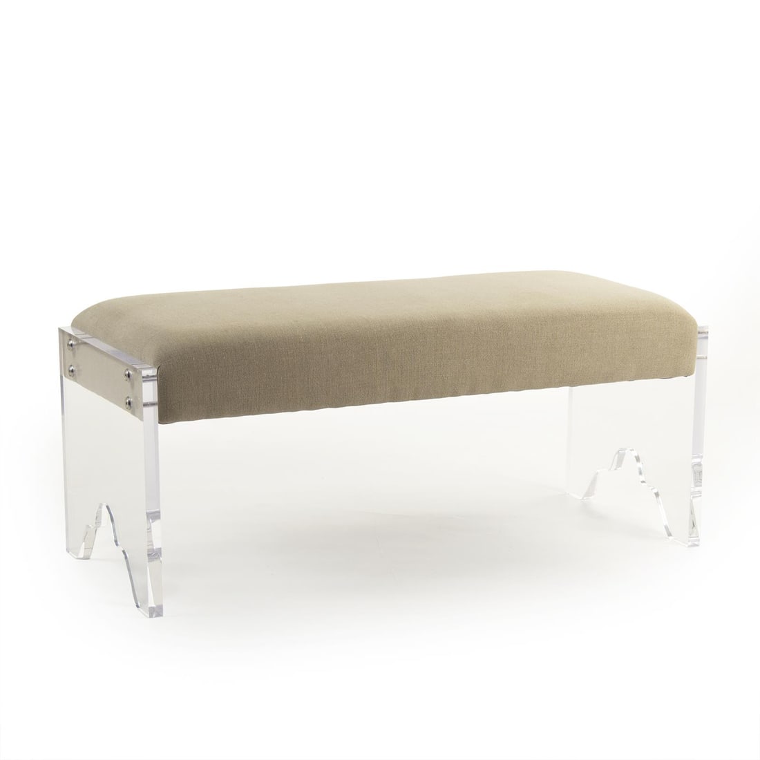 Zentique Addie Acrylic Bench with Linen Seat Transitional Style: Zentique Addie Acrylic Bench with Linen Seat Transitional Style Elevate your space with the Chic Acrylic Addie Bench, featuring a stylish linen seat that blends seamlessly into any transitional decor.