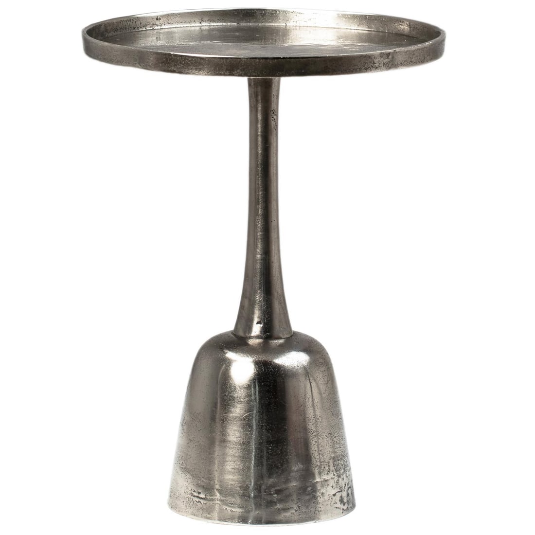 Wolvar Pedestal Round Side Table Black Patina Finish: Wolvar Pedestal Round Side Table Black Patina Finish The Wolvar Side Table harmoniously blends traditional elements with modern design. This versatile pedestal round table features a sleek black patin