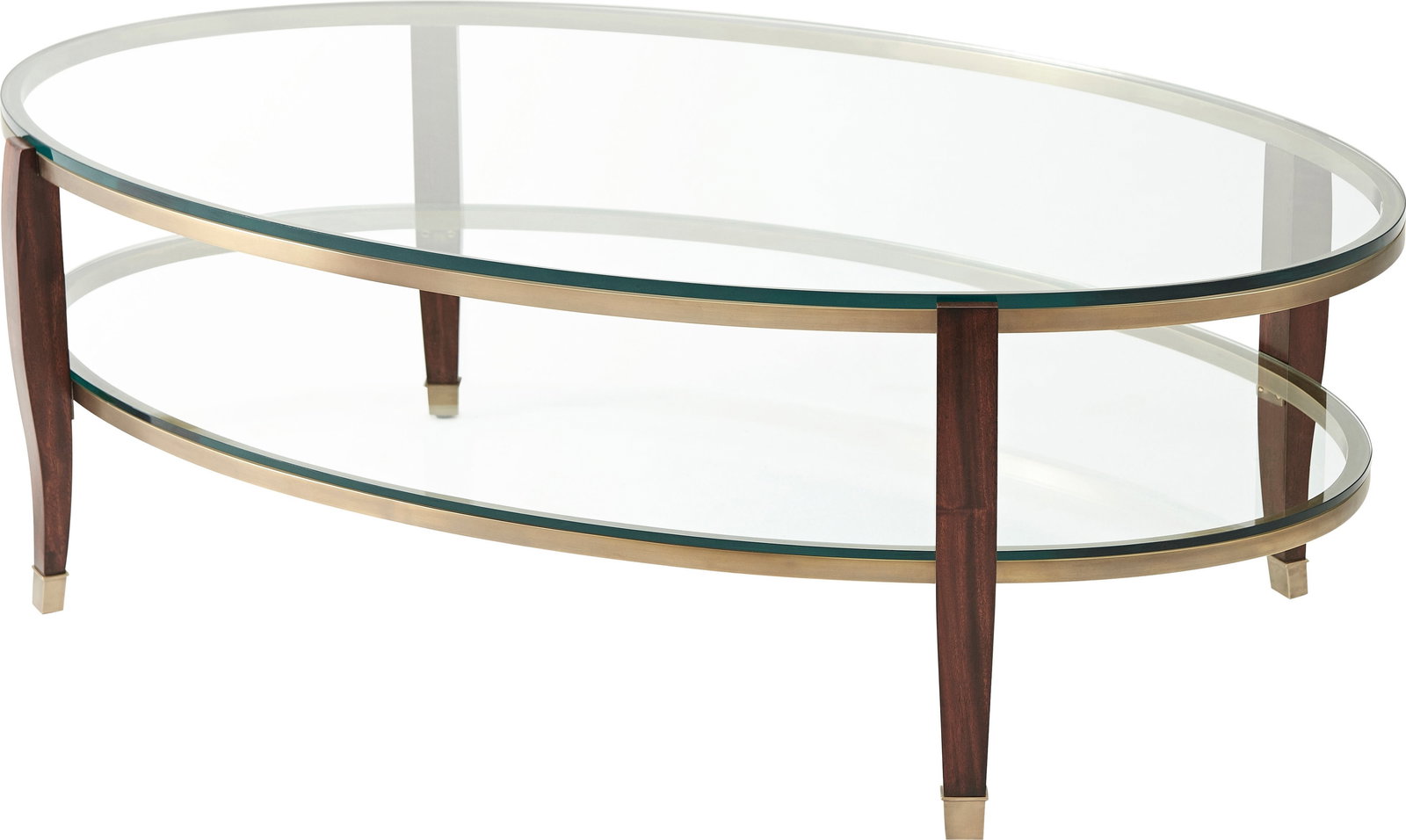 Theodore Alexander Oval Mahogany Glass Cocktail Table (1 of 2)