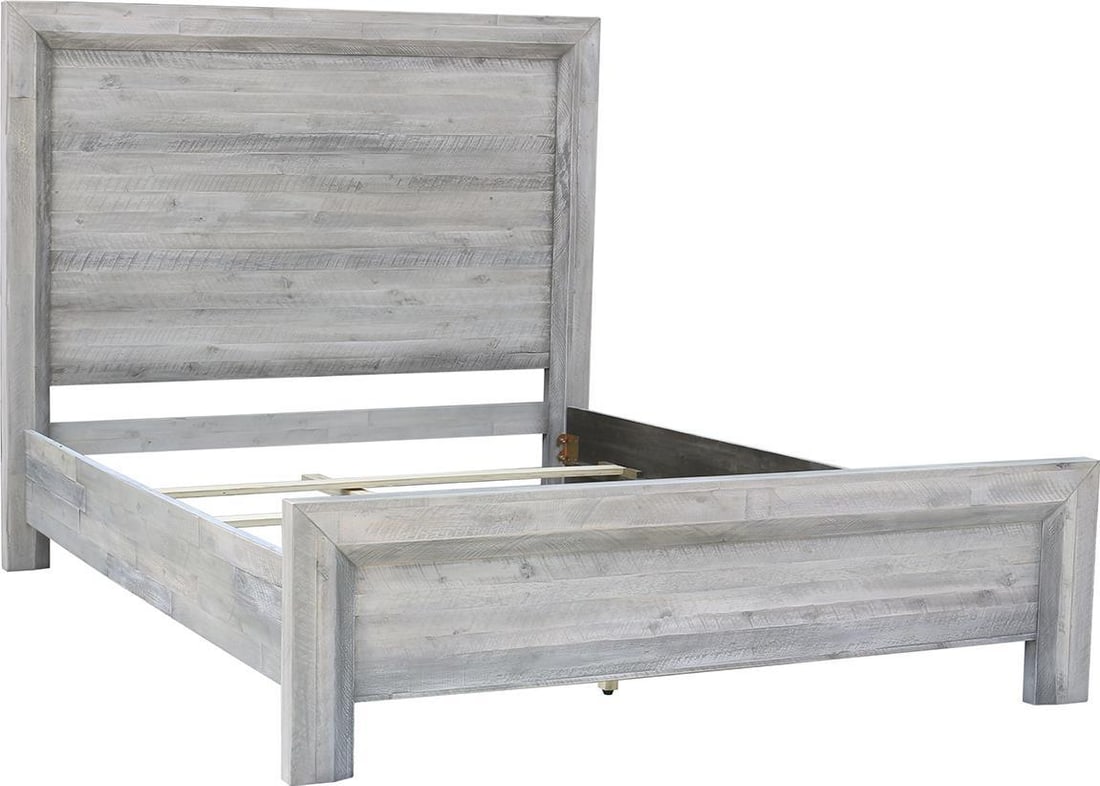 Clancy Traditional King Bed Solid Acacia Light Gray Finish: Clancy Traditional King Bed Solid Acacia Light Gray Finish Elevate your bedroom with this Traditional King Bed crafted from solid Acacia wood in a stylish light gray washed sealed finish. Designed in 