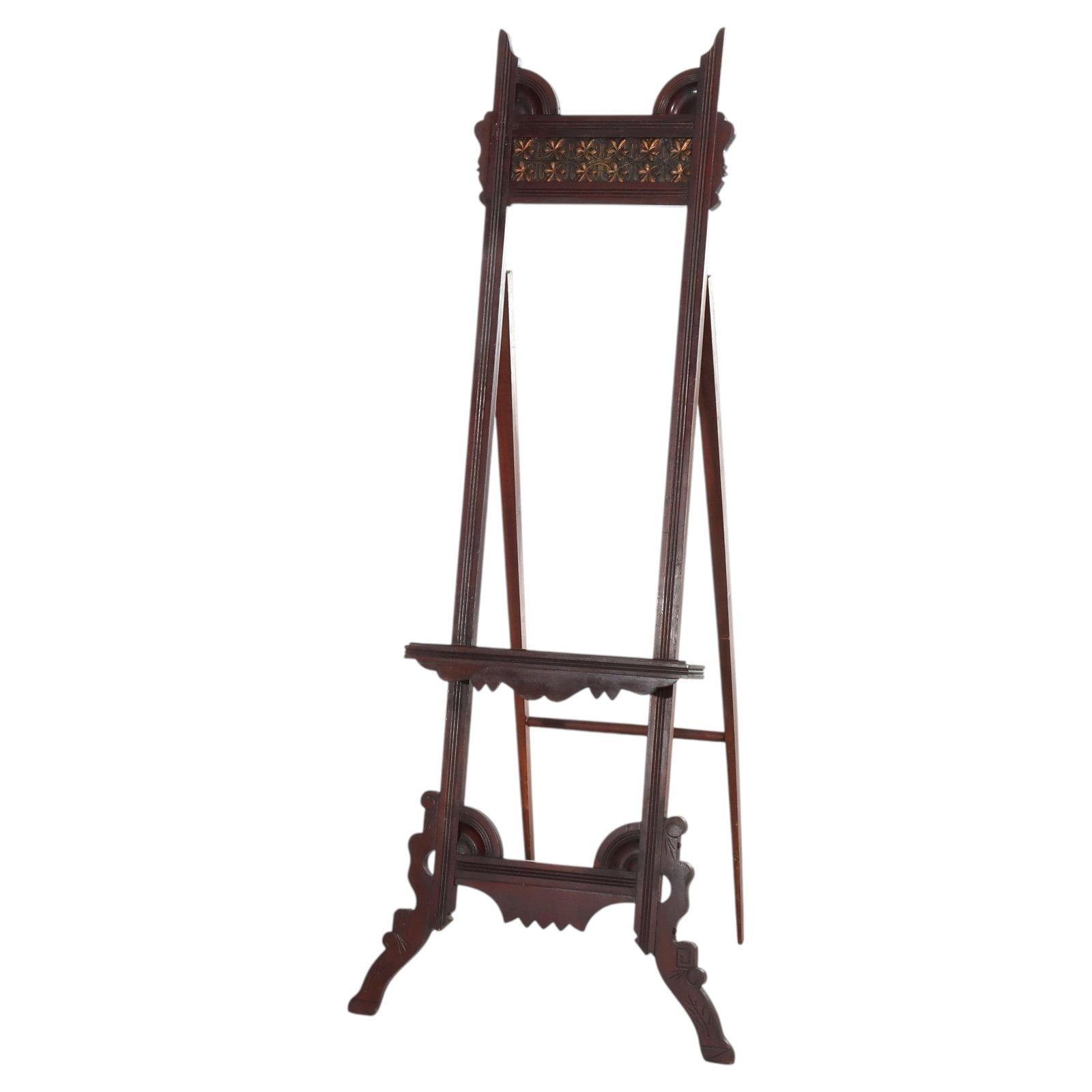 Antique Eastlake Walnut Easel with Gilt Floral Accents Circa 1870 (1 of 13)