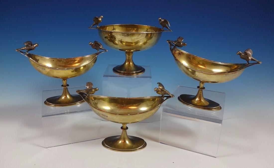 Goldsmith & Silversmith Co. English Sterling Silver 4pc Garniture Set: Goldsmith & Silversmith Co. English Sterling Silver 4pc Garniture Set This exquisite 4-piece garniture set, crafted from sterling silver by Goldsmith & Silversmith Co. of London, dates back to circa 1