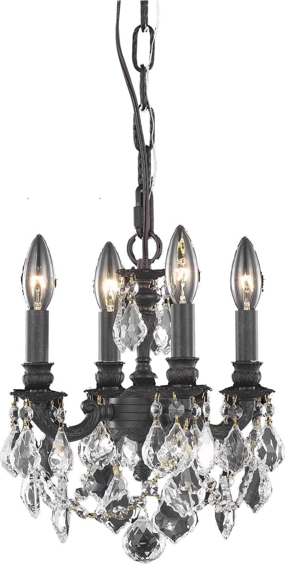 Elegant Lighting Petite Victorian Chandelier Dark Bronze 4-Light Crystal (1 of 1)