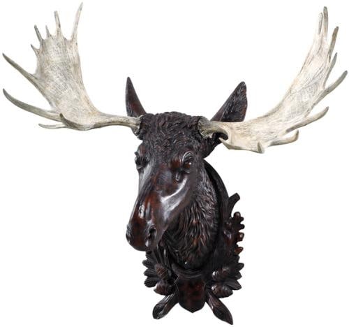 Lifelike Ivory Moose Head Wall Sculpture Lodge Style (1 of 1)