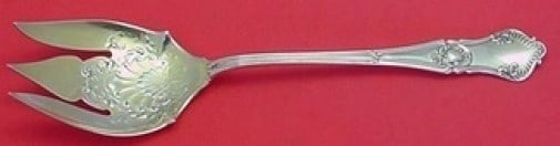 Gorham Regent Sterling Silver Salad Fork Gold Wash 10 5/8": Gorham Regent Sterling Silver Salad Fork Gold Wash 10 5/8" This elegant salad serving fork is crafted in sterling silver with a beautiful gold wash finish. Designed in the classic Regent pattern by Go