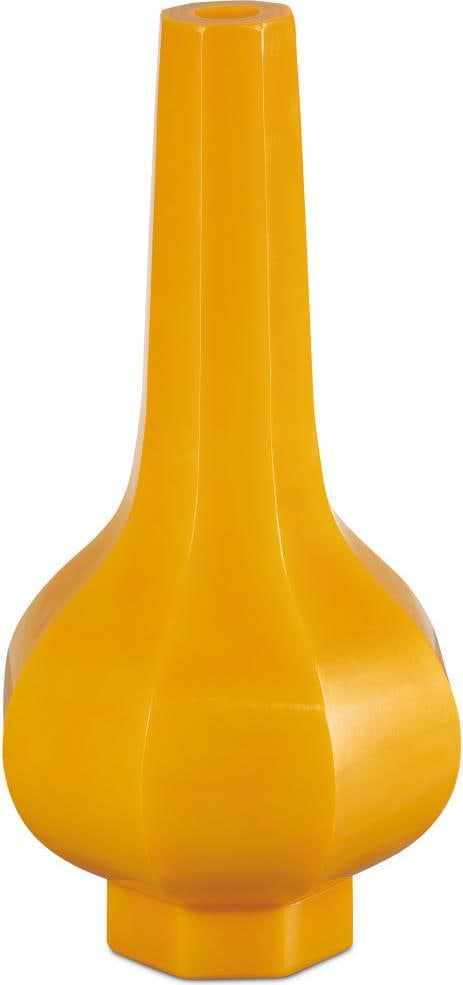 Currey Imperial Yellow 13.75 Inch Peking Stem Vase: Currey Imperial Yellow 13.75 Inch Peking Stem Vase Introducing an exquisite Imperial Yellow Peking Stem Vase, a perfect addition to your home decor. This beautiful vase, designed in a stunning Chinese