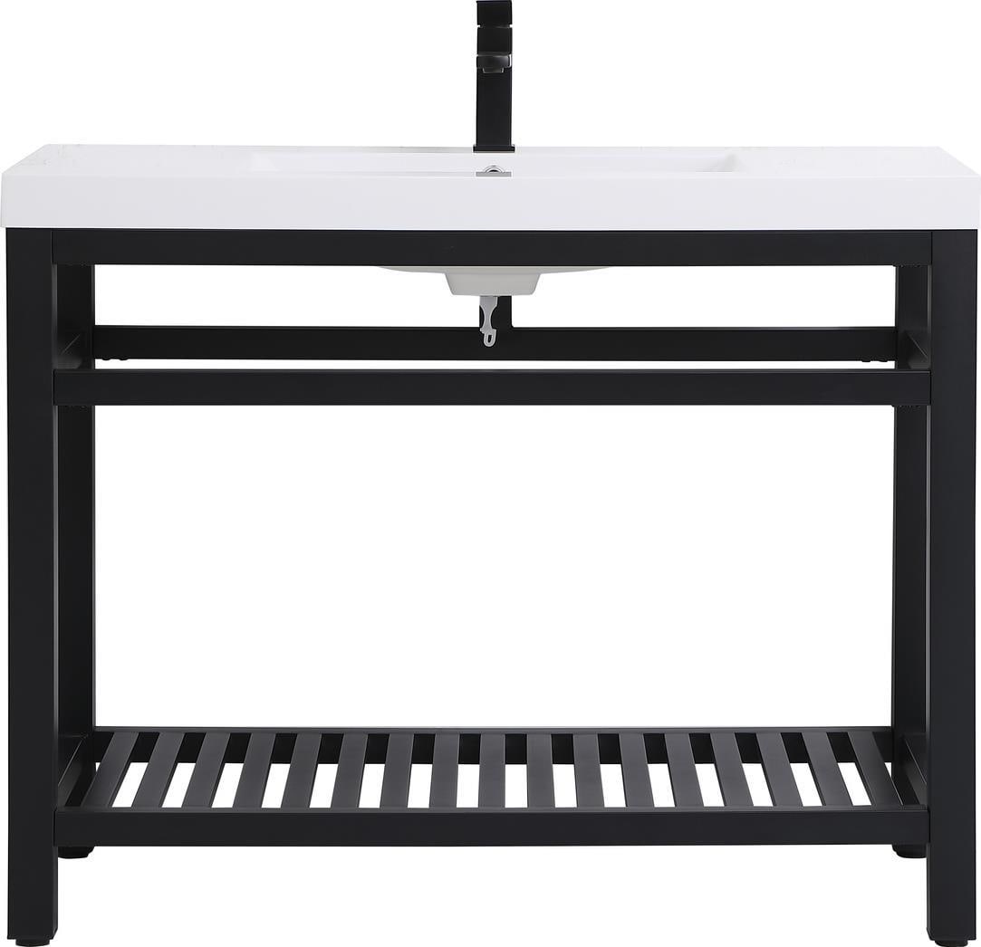 Elegant Lighting 42 Inch Black Bathroom Vanity with Shelf: Elegant Lighting 42 Inch Black Bathroom Vanity with Shelf Elevate your bathroom space with this Sleek Black 42" Bathroom Vanity, designed for both style and functionality. This sophisticated vanity fe