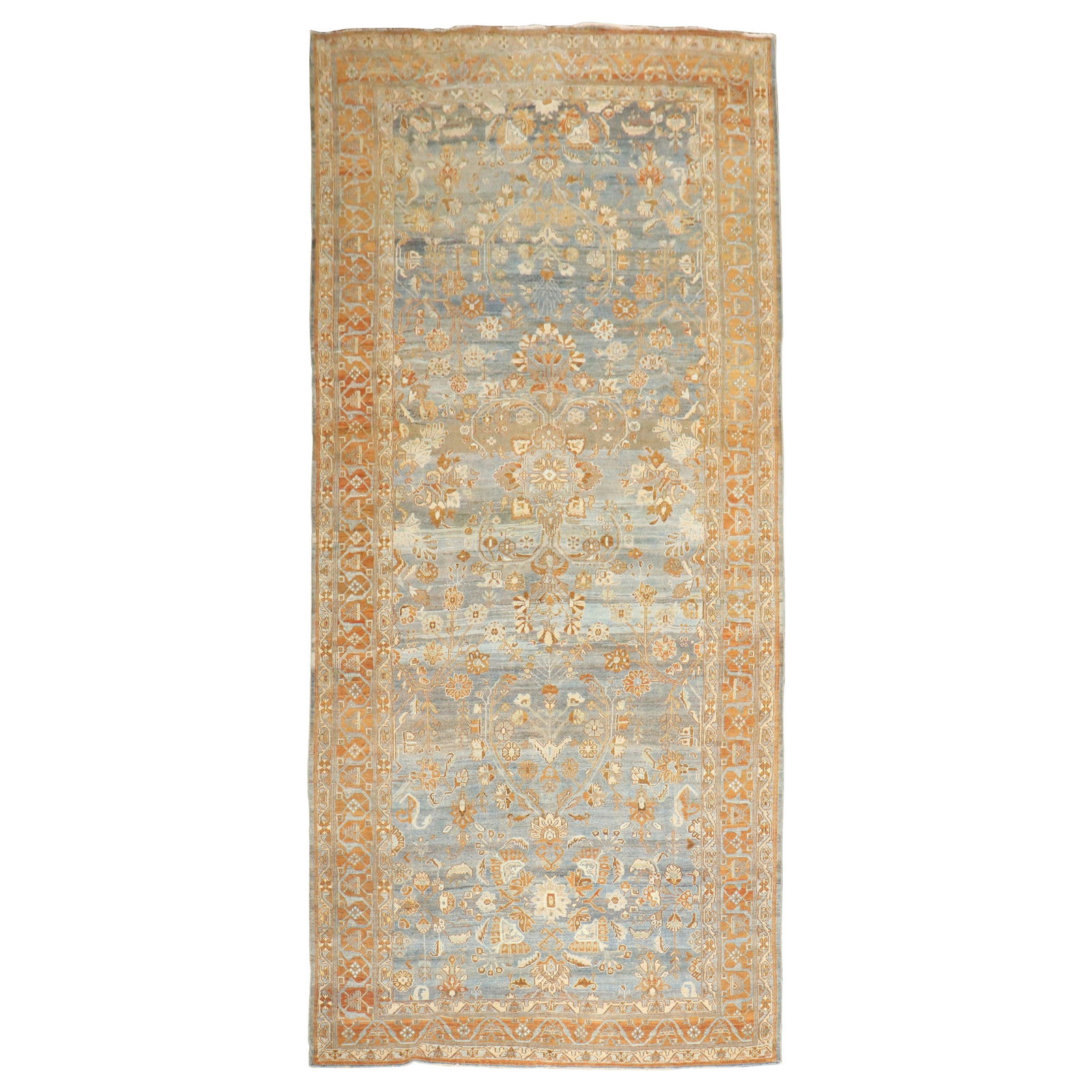 Hand-Knotted Persian Bibikabad Corridor Rug 85 x 192 in: Hand-Knotted Persian Bibikabad Corridor Rug 85 x 192 in Discover the exquisite Zabihi Collection Blue Persian Bibikabad Corridor Rug, a stunning early 20th-century piece that showcases the artistry of