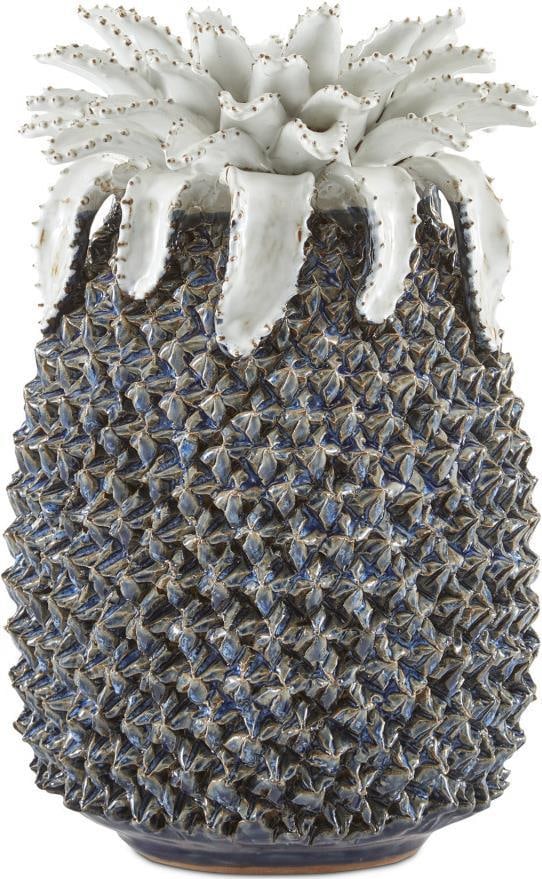 Currey Handmade Blue Ceramic Pineapple Sculpture 14H Tropical Decor (1 of 2)