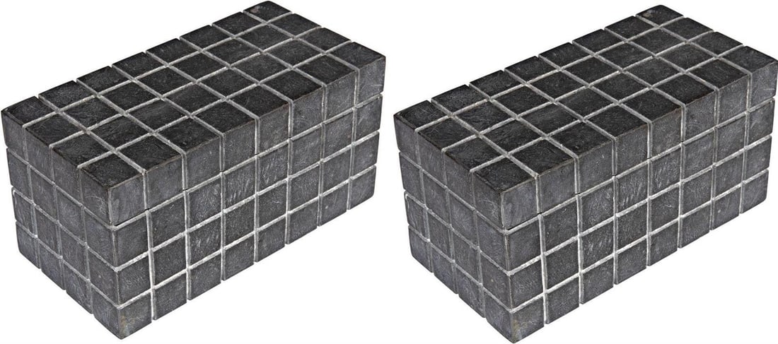 Noir Berlin Black Marble Box Set Duo 4.5x9 Inches: Noir Berlin Black Marble Box Set Duo 4.5x9 Inches This Luxurious Black Marble Berlin Box Set Duo is a stunning addition to any decor, showcasing exquisite craftsmanship with its elegant black marble f
