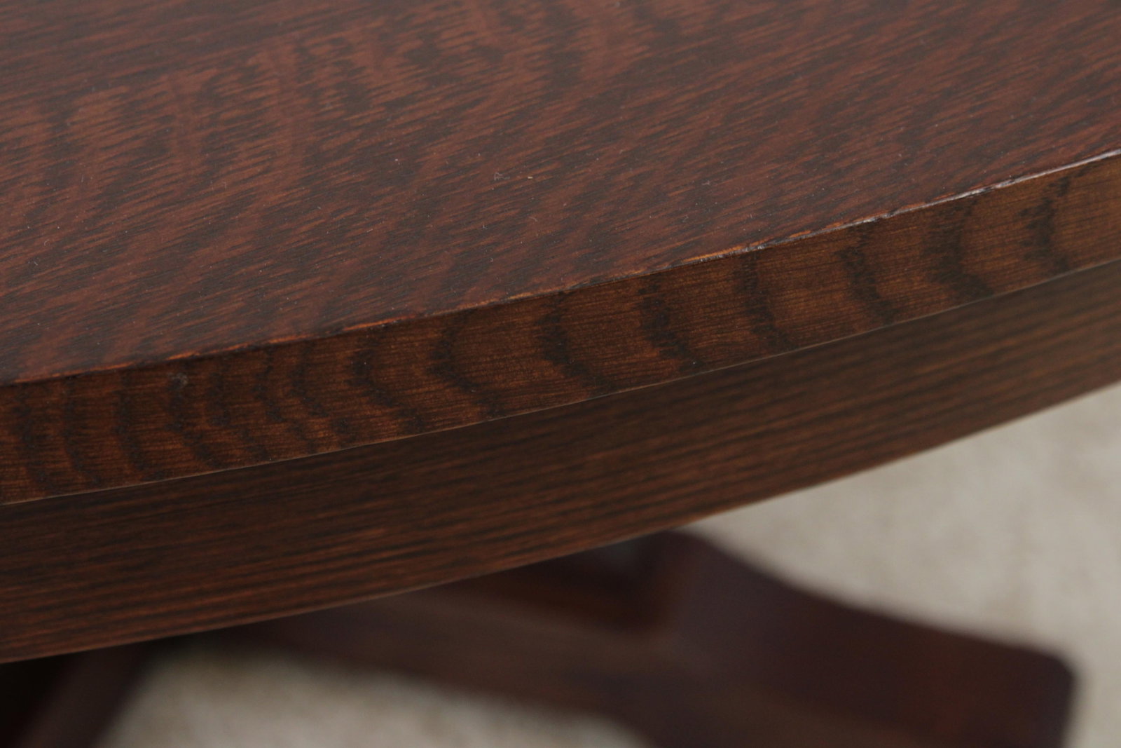 Arts and Crafts Solid Oak Round Dining Table with Split Pedestal Base - 5