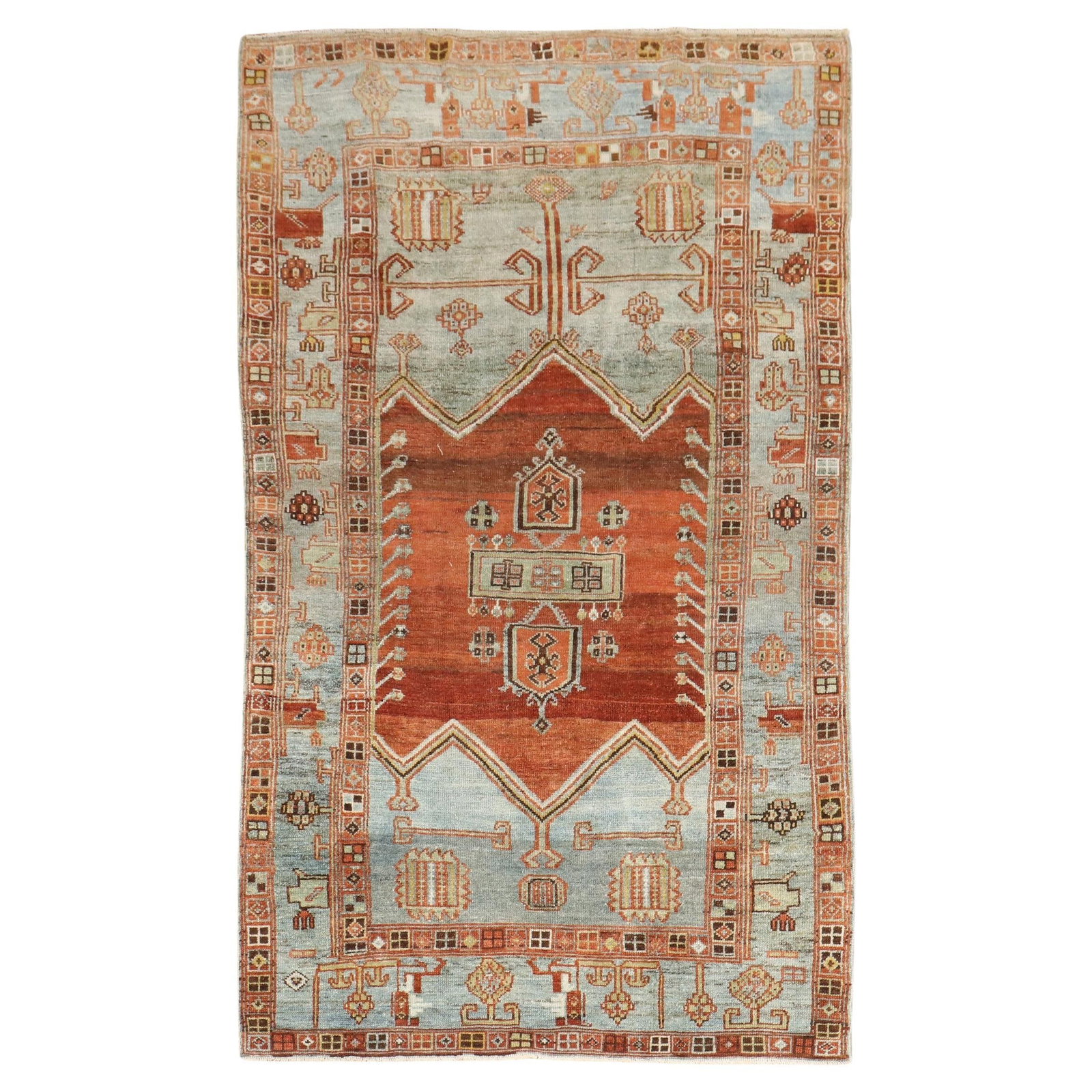 Kurdish Tribal Hand-Woven Wool Rug 49 x 86 in Iran Circa 1930: Kurdish Tribal Hand-Woven Wool Rug 49 x 86 in Iran Circa 1930 This stunning early 20th-century Kurdish Tribal Rug showcases a unique blend of rustic tones, carefully hand-woven from high-quality wool.