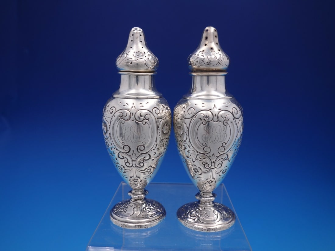Reed & Barton La Parisienne Sterling Silver Salt and Pepper Shakers Monogrammed (1 of 6)