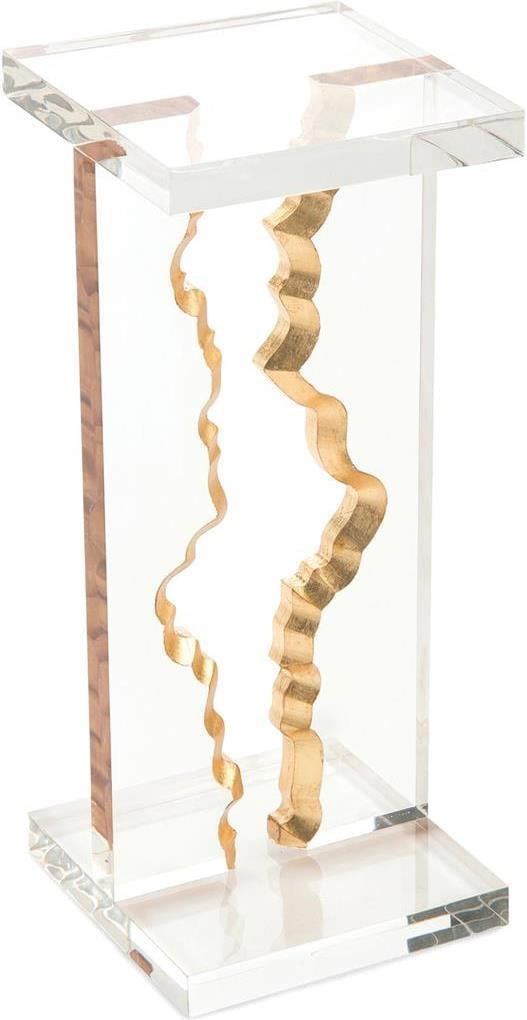 John-Richard Gold Leaf Acrylic Landscape Martini Table 22 Inch: John-Richard Gold Leaf Acrylic Landscape Martini Table 22 Inch Elevate your space with this stunning Gold Leaf Acrylic Martini Table, featuring a contemporary design that combines luxury and functiona