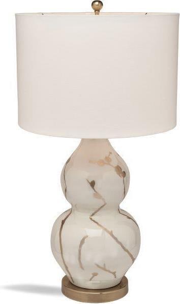 Ivory Table Lamp from Lainey Collection with White Shade by John-Richard: Ivory Table Lamp from Lainey Collection with White Shade by John-Richard This Lainey table lamp features an antique or vintage-inspired design, crafted with a combination of brass and ceramic material