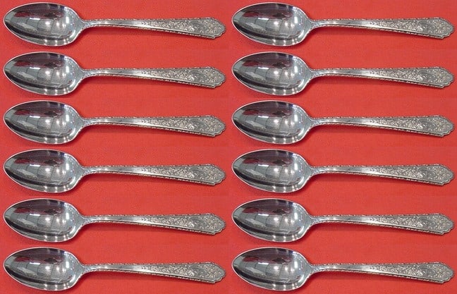 Lunt Mary II Sterling Silver Demitasse Spoon Set of 12 pcs (1 of 4)