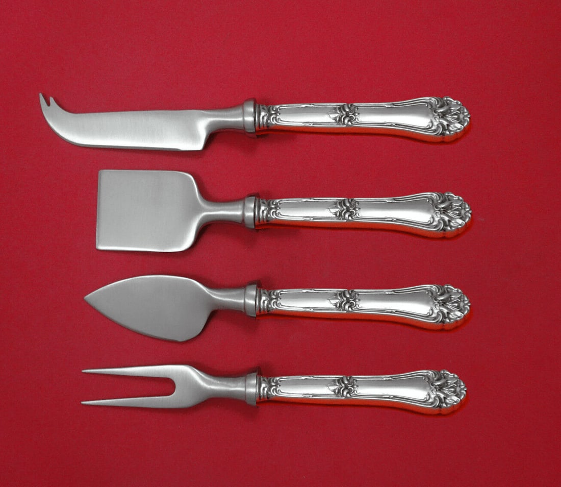 Amston Champlain Sterling Silver Cheese Set 4pc by Frank Whiting: Amston Champlain Sterling Silver Cheese Set 4pc by Frank Whiting Enhance your hosting experience with this exquisite Champlain cheese serving set, crafted by Frank Whiting. Made from high-quality ster